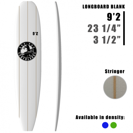 Longboard SURFBLANKS 3 lattes 9'2" - Padrão 40Kg/m3