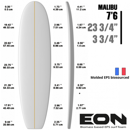 EON FOAM EPS BIOMASSA 7'6"Malibu - latte 3mm CP