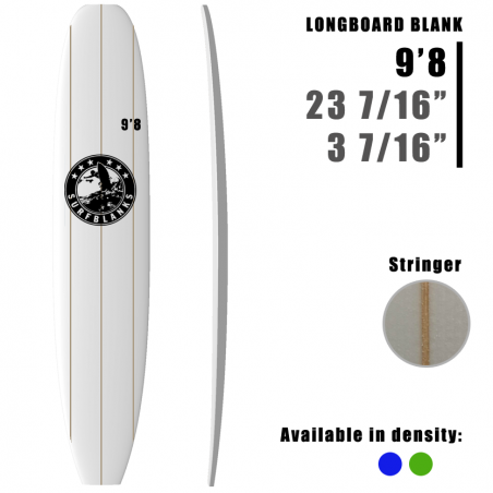 Longboard SURFBLANKS 9'8" 3 lattes - Padrão 40Kg/m3