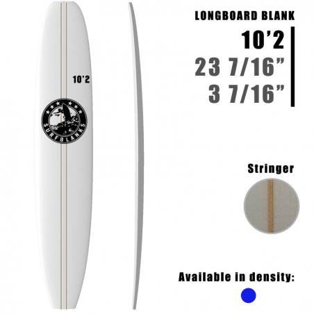 Longboard SURFBLANKS 10'2" 2 lattes - Padrão 40Kg/m3