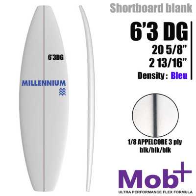 Pain de Mousse 6'3DG Shortboard MILLENNIUM 1/8 BLK/NAT/BLK