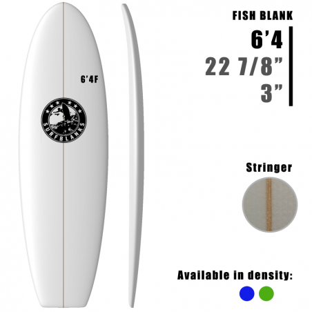 6'4" Fish SURFBLANKS - Padrão 40Kg/m3