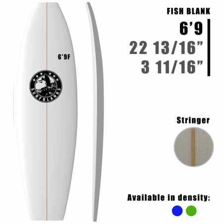 6'9" Fish SURFBLANKS - Padrão 40Kg/m3