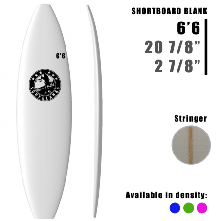 Prancha curta SURFBLANKS 6'6" - Padrão 40Kg/m3