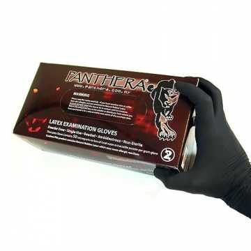 Caixa com 100 luvas de látex pretas Panthera