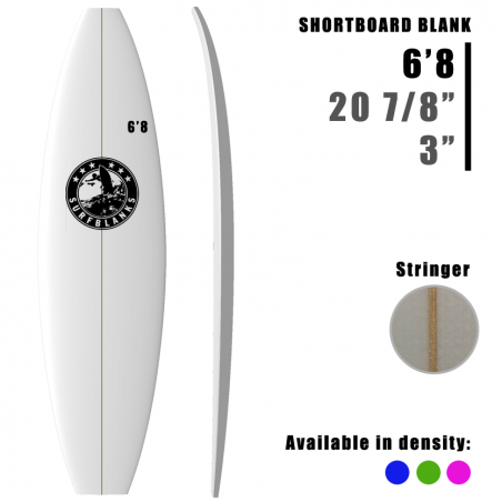 Prancha curta SURFBLANKS 6'8" - Padrão 40Kg/m3